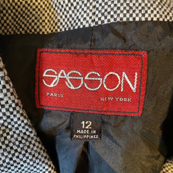 Sasson Vintage 80's Double Breasted Tweed Blazer Size 12 - Picture 7 of 9